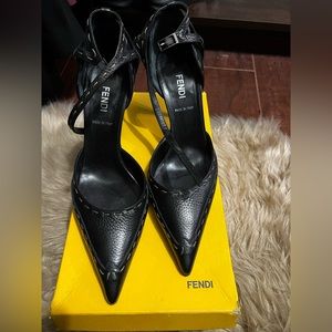 Black Fendi heels, worn once, all defects are shown in pictures
